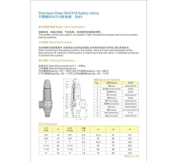Stainless Steel 304/316 Safety Valve不锈钢304/316安全阀SMV