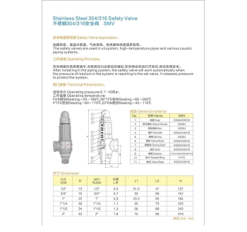 Stainless Steel 304/316 Safety Valve不锈钢304/316安全阀SMV